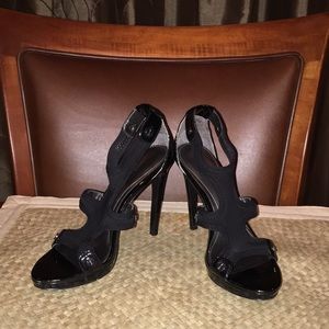 Calvin Klein Black Patent Leather Stretch Heels